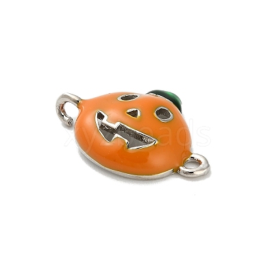 Halloween Brass Orange Enamel Connector Charms KK-F915-04B-P-1