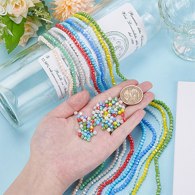 10 Strands 10 Colors Electroplate Glass Beads Strands EGLA-WR0001-07A-1