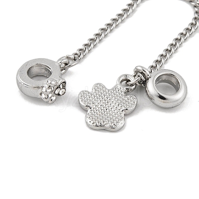 Rack Plating Paw Print Alloy Pink Enamel European Safety Chains FIND-C055-05P-02-1