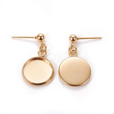304 Stainless Steel Stud Earring Settings STAS-L226-019G-G-1