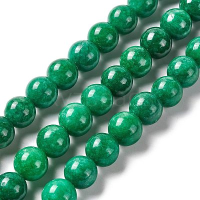 Natural White Jade Round Beads Strand G-E141-03A-1