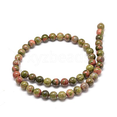Natural Gemstone Unakite Round Bead Strands G-P075-35-10mm-1