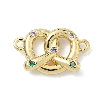 Brass Micro Pave Cubic Zirconia Heart Biscuit Connector Charms KK-G548-06G-02-1