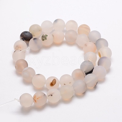 Frosted Natural Agate Round Beads Strands G-E322D-8mm-1