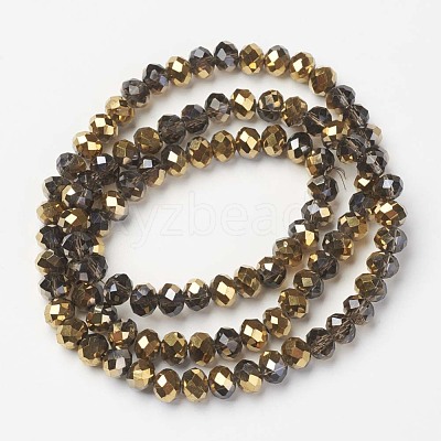 Electroplate Transparent Glass Beads Strands EGLA-A034-T8mm-O14-1