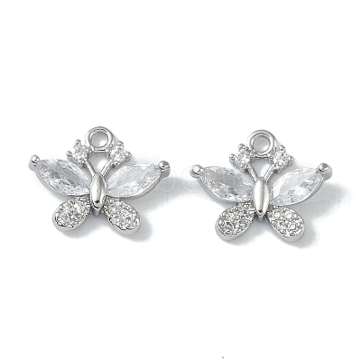 Brass Micro Pave Clear Cubic Zirconia Charms KK-H482-09P-01-1