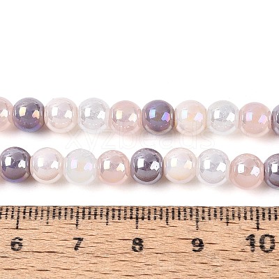 Electroplate Glass Beads Strands X-EGLA-N019-6mm-04-1