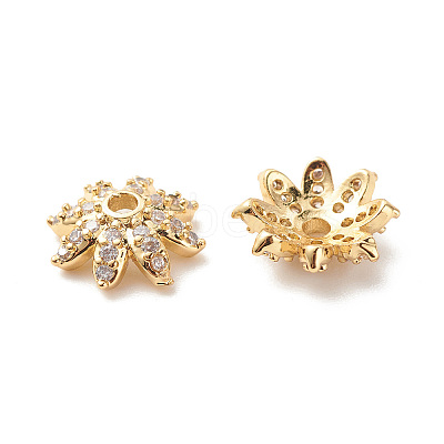 Brass Micro Pave Clear Cubic Zirconia Bead Caps LS-KK-G420-31G-1
