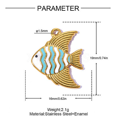 304 Stainless Steel Enamel Pendants STAS-OY015-28G-1
