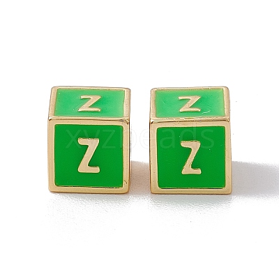 Rack Plating Brass Enamel Beads KK-B060-04G-02Z-1