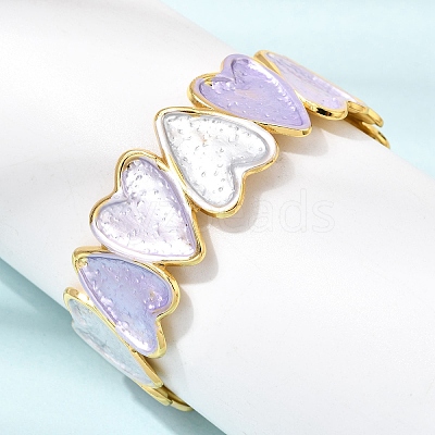 304 Stainless Steel Enamel Heart Open Cuff Bangles for Women SA-CBA1A30-01B-G-1