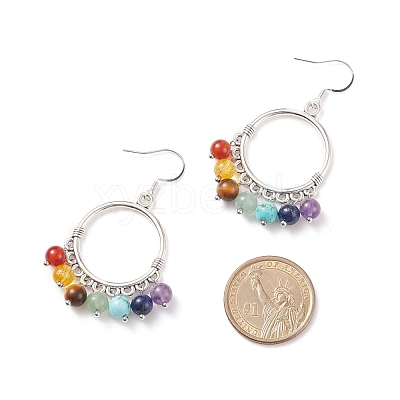 Natural & Synthetic Mixed Gemstone Chandelier Earrings EJEW-TA00105-1