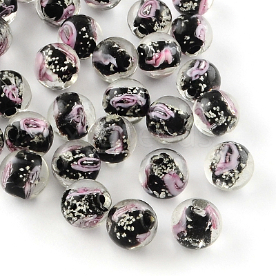 Handmade Luminous Inner Flower Lampwork Beads LAMP-R129-8mm-10-1