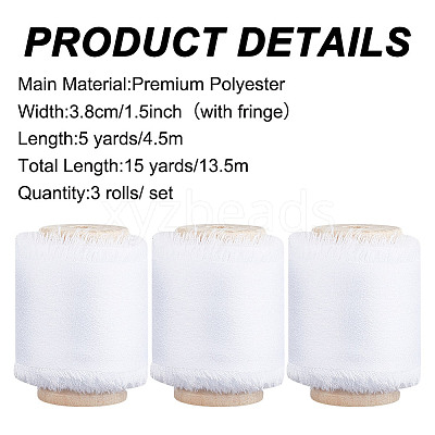 3 Rolls Polyester Satin Frayed Ribbon OCOR-DR0001-03A-1