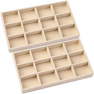 12 Grids Rectangle Wood Covered with Velvet Jewelry Trinket Display Trays AJEW-WH20054-062F-01-1