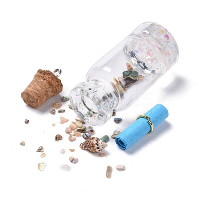 Glass Wishing Bottle Pendant Decorations GLAA-S181-02-1