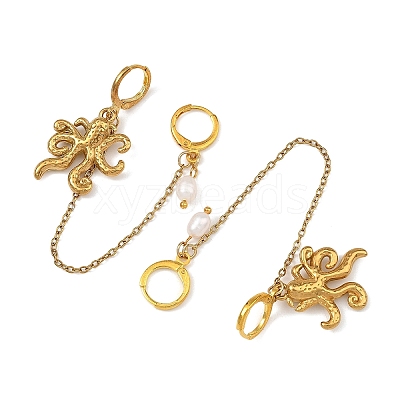 304 Stainless Steel Pendants & Natural Cultured Freshwater Pearl Leverback Earrings EJEW-JE07259-01-1