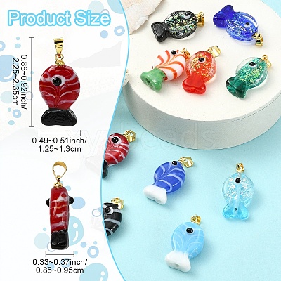 5Pcs 5 Colors Handmade Dichroic Foil Lampwork Pendants DICH-YW0001-01-1