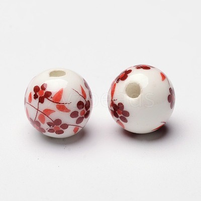 Handmade Printed Porcelain Beads X-CF188Y-1