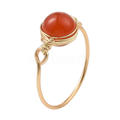 Natural Mixed Gemstone Braided Bead Finger Ring RJEW-JR00588-02-1