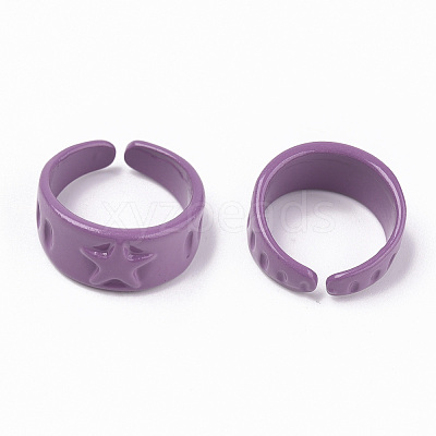 Spray Painted Alloy Cuff Rings RJEW-T011-30B-RS-1