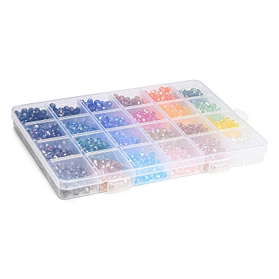 1008Pcs 24 Color Transparent Glass Bead GLAA-H026-03-1