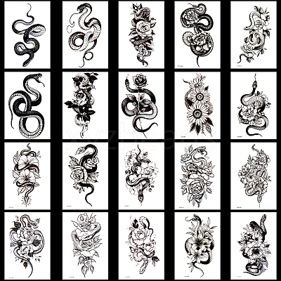 20Pcs 20 Styles Removable Temporary Water Proof Tattoos Paper Stickers DIY-CP0012-48C-1
