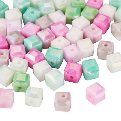 50Pcs 5 Colors Electroplate Opaque Glass Beads EGLA-TA0013-16-1