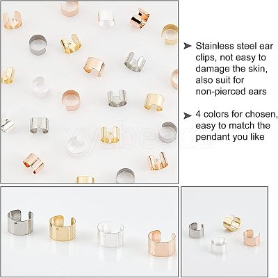 80Pcs 4 Colors 304 Stainless Steel Ear Cuff Findings STAS-UN0023-17-1