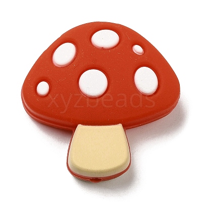Mushroom Food Grade Eco-Friendly Silicone Focal Beads SIL-Z005-01C-1