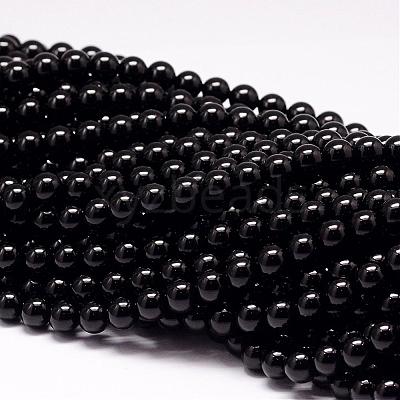 Natural Black Tourmaline Beads Strands G-P132-17-8mm-1