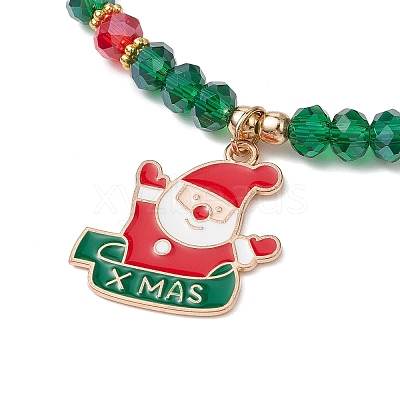 5Pcs Christmas Theme Glass Beaded Stretch Bracelets BJEW-JB11184-1
