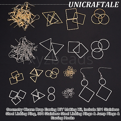 Geometry Charm Drop Earring DIY Making Kit DIY-UN0003-01-1