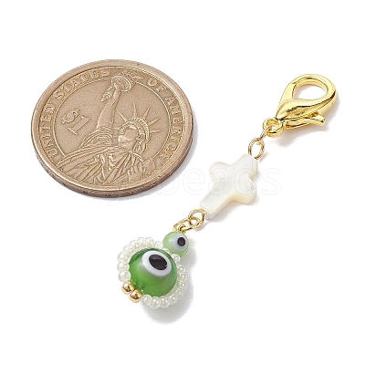 Lampwork & Glass Seed Bead Pendant Decorations HJEW-MZ00041-1