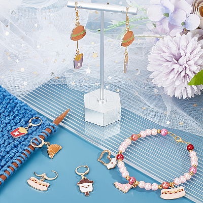 Food Theme Alloy Enamel Bread/Chips/Ice Cream Locking Stitch Markers HJEW-PH01759-1