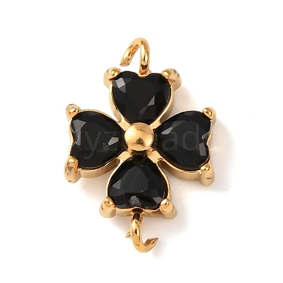 304 Stainless Steel Pave Cubic Zirconia Flower Links Connector Charms STAS-T026-03A-01G-1