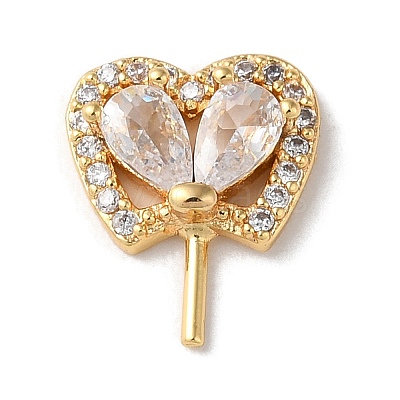 Rack Plating Brass Cubic Zirconia Cabochons KK-M264-05G-1