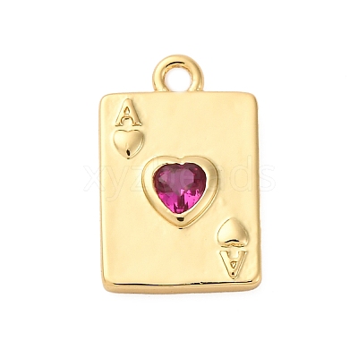 Brass Micro Pave Cubic Zirconia Charms KK-F895-15G-1