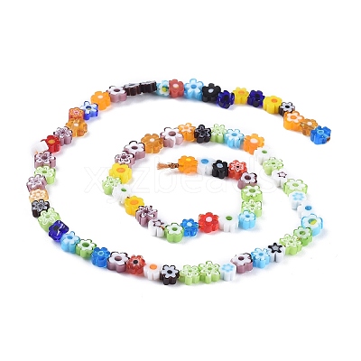 Handmade Millefiori Glass Bead Strands LAMP-J035-6mm-02-1