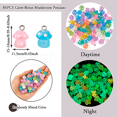 Luminous Translucent Resin Mushroom Charms CD-TAC0001-47-1