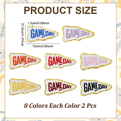 16Pcs 8 Colors Game Day Polyester Computerized Embroidery Cloth Iron on/Sew on Patches DIY-ME0001-93-1