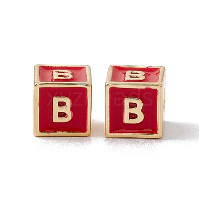 Rack Plating Brass Enamel Beads KK-B060-04G-03B-1