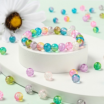 210~250Pcs 10 Style Spray Painted Crackle Glass Beads CCG-YW0001-06-1