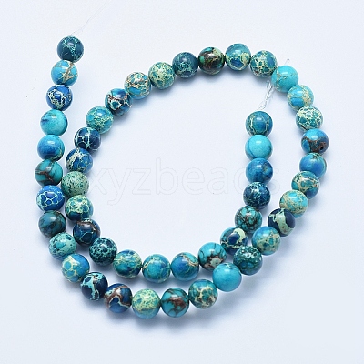Dyed & Heated Natural Imperial Jasper Round Bead Strands G-M274-05-6mm-1