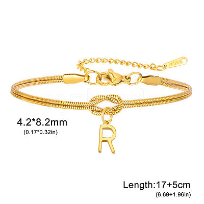 304 Stainless Steel Initial Charm Bracelets FS-WGD8E41-42-1
