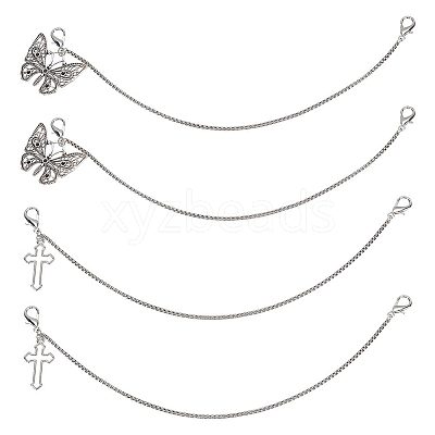 4Pcs 2 Styles Alloy Shoe Decoration Chain AJEW-FG0003-81B-1