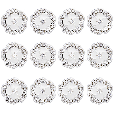 12Pcs Alloy Rhinestone Shank Buttons BUTT-GF0003-66-1