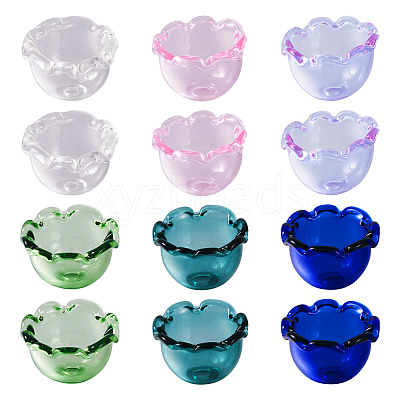 12Pcs 6 Colors Transparent Glass Bead Cap GLAA-TA0002-06-1