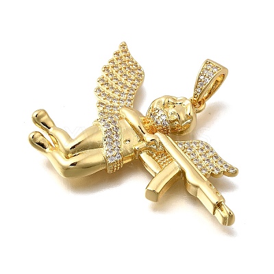 Brass Micro Pave Cubic Zirconia Pendants KK-Z125-01G-1