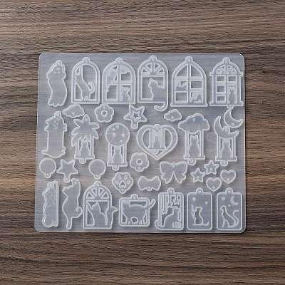 Cat Shape Theme DIY Pendant Silicone Molds DIY-F161-01C-1